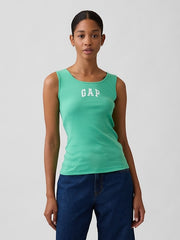 Women's Casual Logo Ribbed Scoop Neck Sleeveless Tank Top