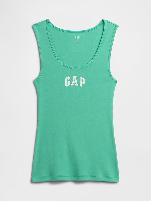 Women's Casual Logo Ribbed Scoop Neck Sleeveless Tank Top