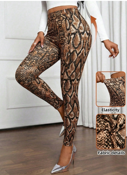 Shein Lady Women's Snake Print High Waist Leggings, XL -.