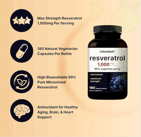 Naturebell Resveratrol 1000mg, 180 capsules +