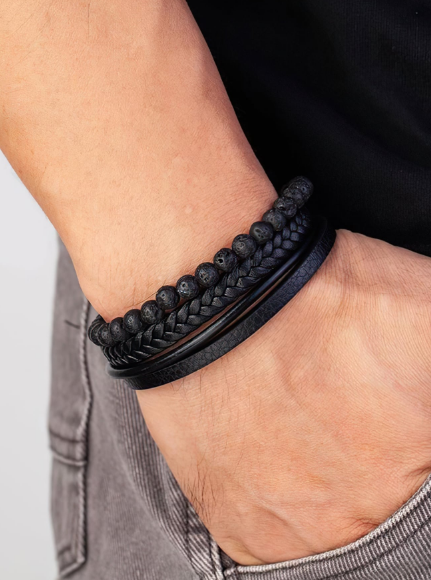 Fashionable and Popular Men Braided Detail Beaded Layered Bracelet