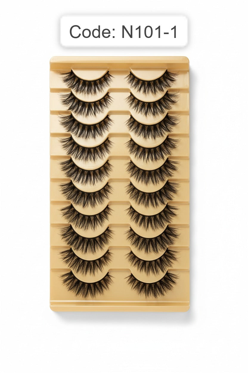 Shein Professional Faux Mink Eyelashes Set – 10 Pairs, Code: N101-1 +