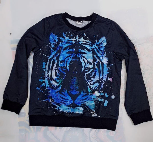 Shein Boys Tiger Print Thermal Sweatshirt, 8-9T */