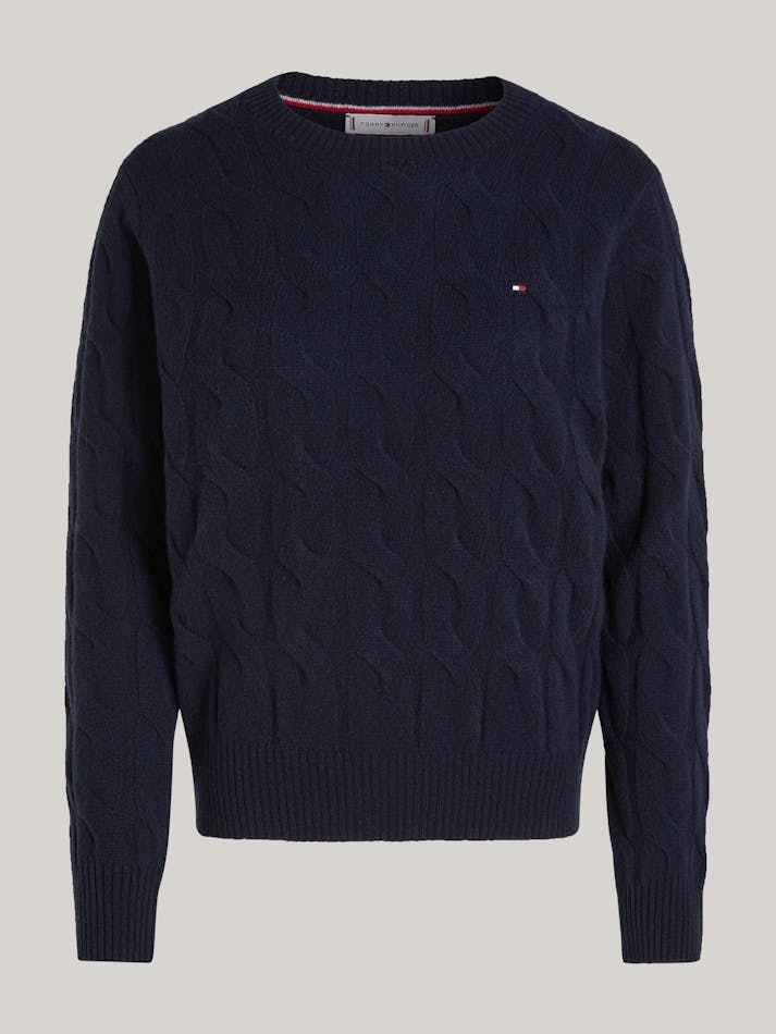 Tommy Flag Embroidery Cable Knit Jumper +