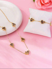Shein Women's Leopard Print Heart Jewelry Set