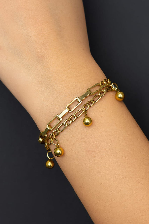 Shein Elegant Layered Gold Charm Bracelet on Wrist +
