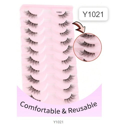 Shein 10Pairs False Eyelashes, Cat Eye Lashes, Natural Look Faux Mink Lashes, Code: Y1021 +