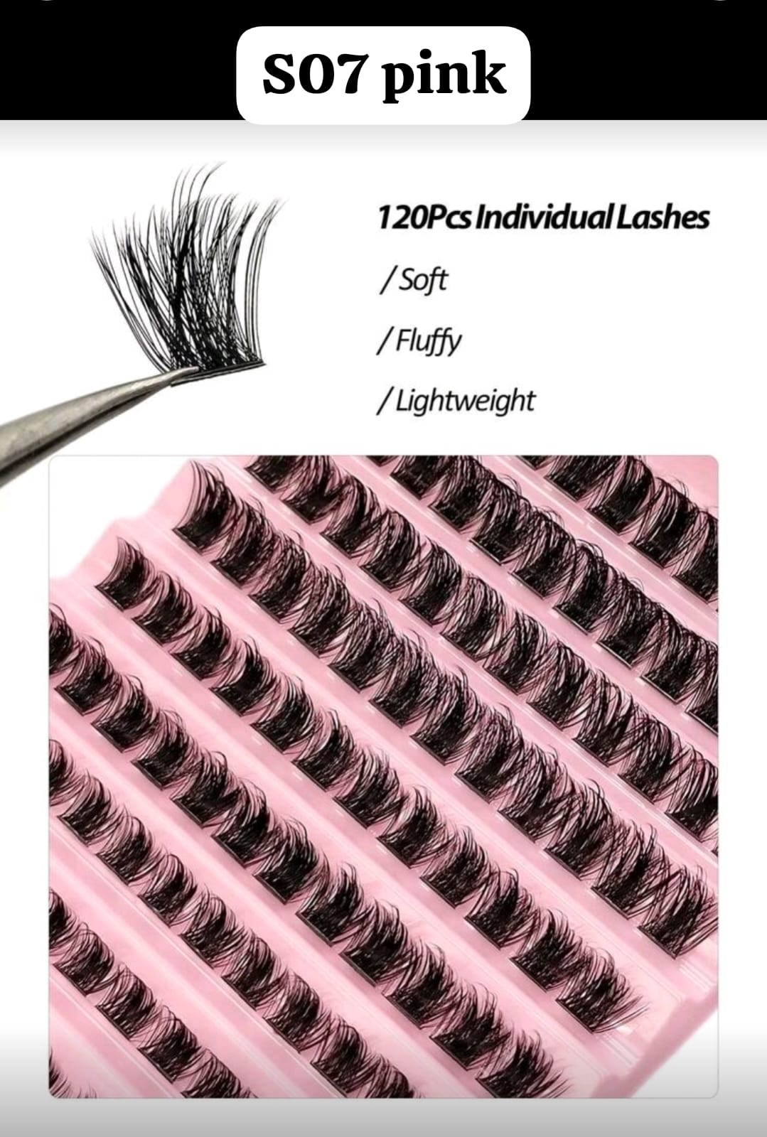 Shein Asiteo 120Pcs Clusters Eyelashes, D Curl Individual Lashes, Code: S07