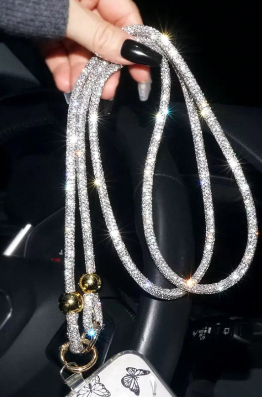 Luxury Rhinestone Lanyard, Long Crossbody Phone Strap, Can Be Used As Shoulder Or Backpack Hanger, Bag Decor Phone Cord +
