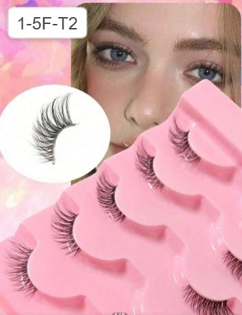 Shein 5 Pairs Of Half-Eye False Eyelashes With Transparent Stem, 1-5F-T2 +