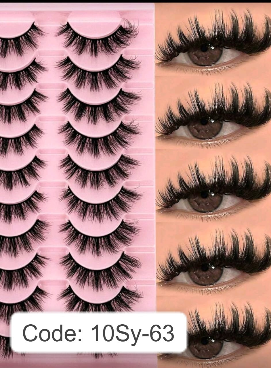Shein 10pairs 5d Mink Fur False Eyelashes, 10sy-63 -.