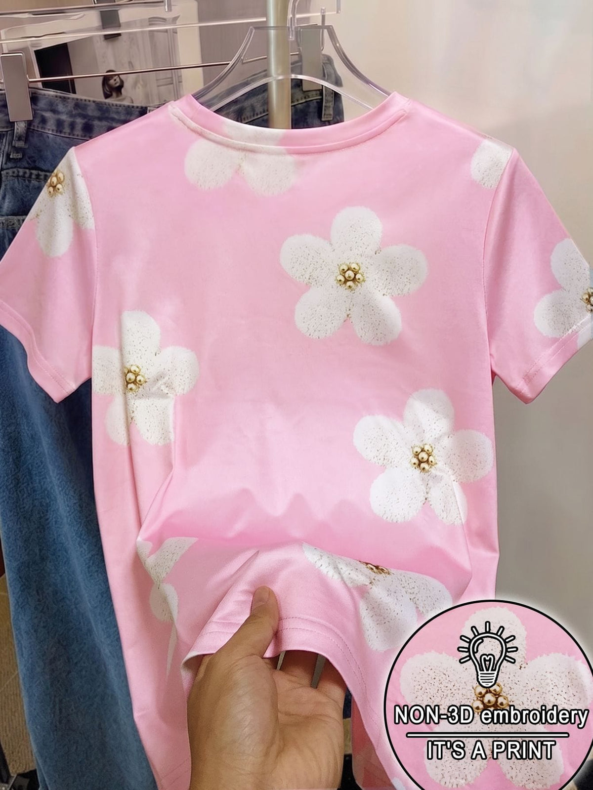 Women's Floral Print Casual Cute Short Sleeve T-Shirt
