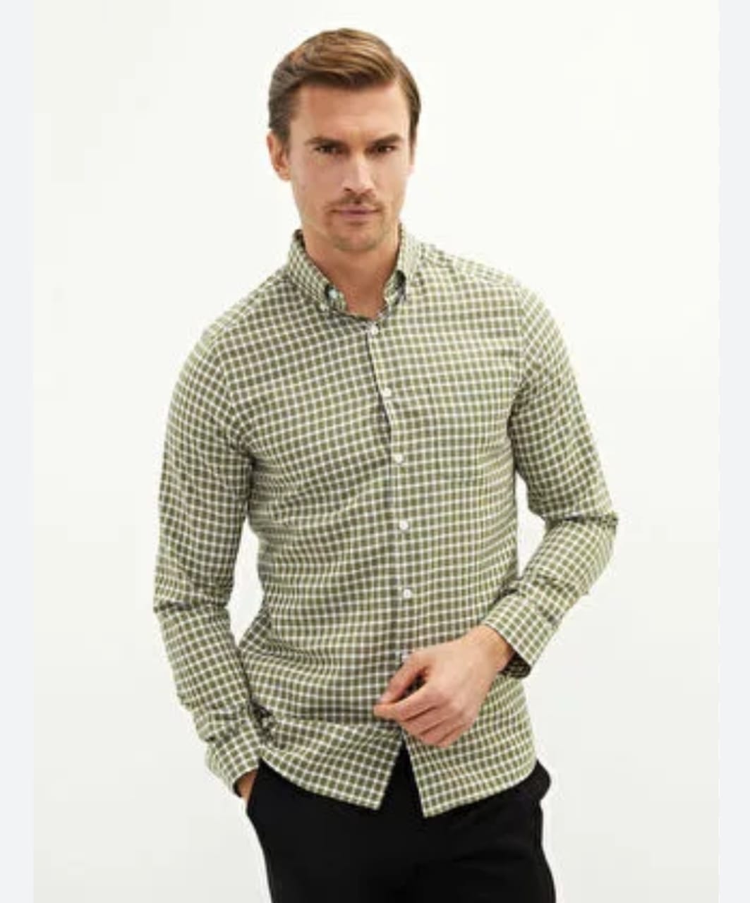 U.S. Polo Men's 100% Cotton Micro-Plaid Long-Sleeve Gingham Shirt, S +