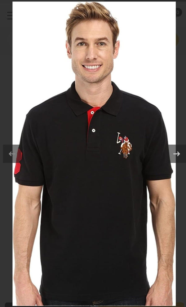 U.S. Polo Men's Double Rider Logo Pique Polo Shirt, XXL +
