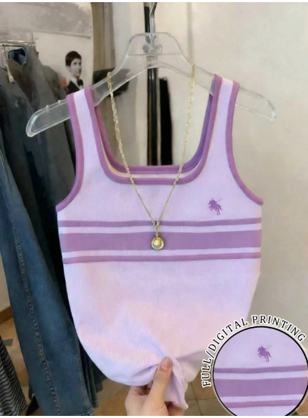 Shein Best-Selling Purple Striped Fitted Camisole, M -.