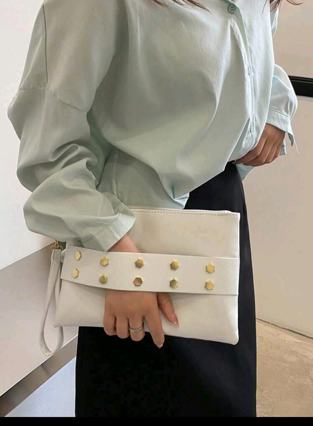 Shein Women's Vintage Clutch Bag, Fashion Solid Color Rivet Clutch >