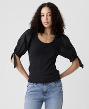 Gap Puff Tie-Sleeve T-Shirt Scoop Neck Top, L +