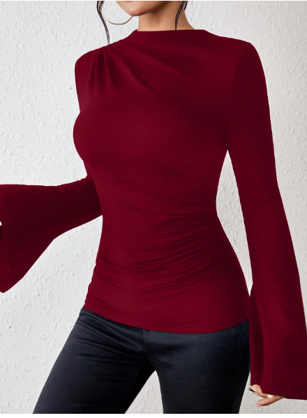 Shein Lune Women's Bell Sleeve Ruffle Hem T-Shirt -.