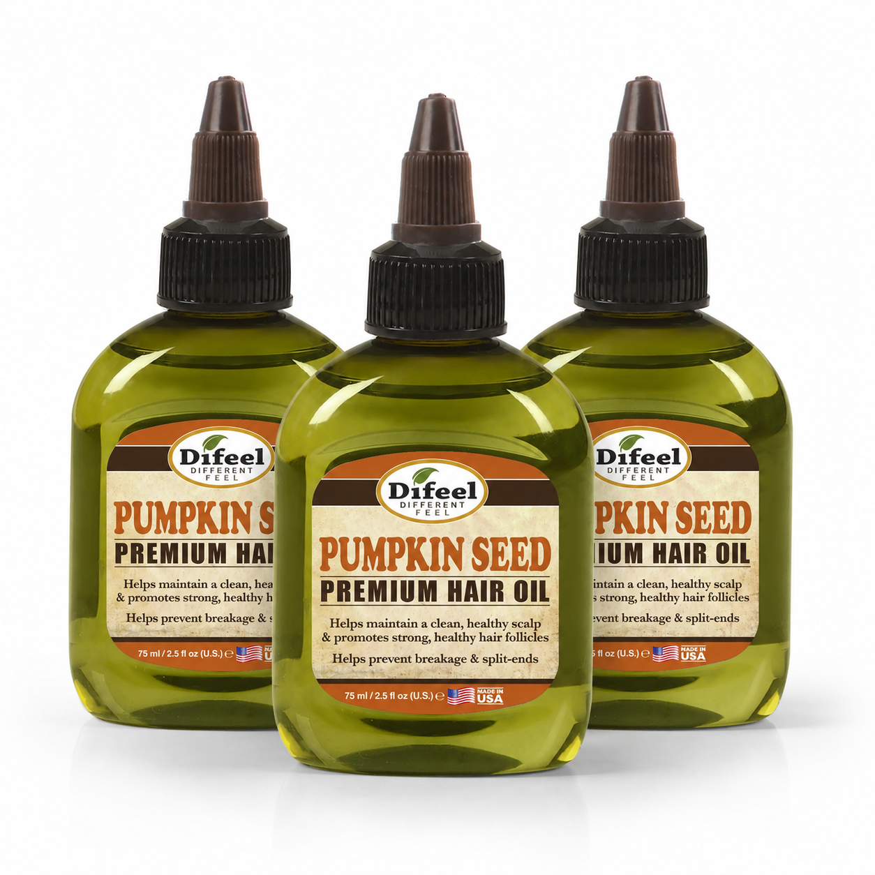 DIFEEL PREMIUM NATURAL HAIR OIL - PUMPKIN SEED 75 ML (Pack of 3)