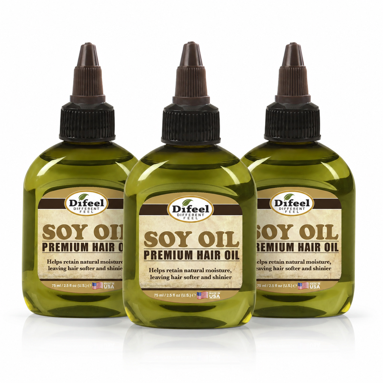 DIFEEL PREMIUM NATURAL HAIR OIL - SOY OIL 75 ML (Pack of 3)