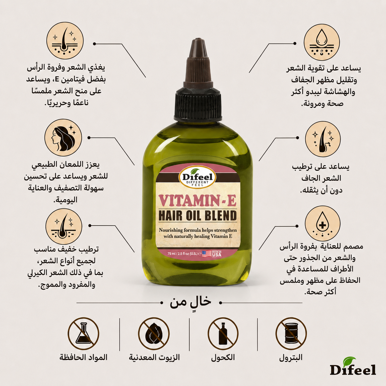 Difeel Vitamin E Hair Oil Blend 75ML