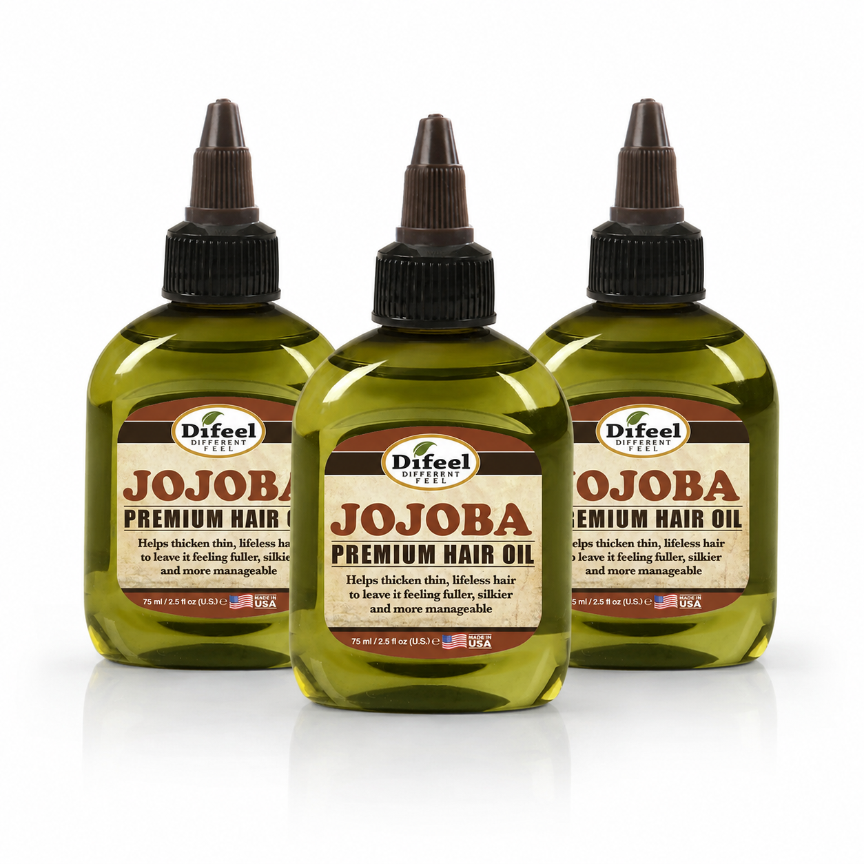 DIFEEL PREMIUM NATURAL HAIR OIL - JOJOBA OIL 75ML (Pack of 3)