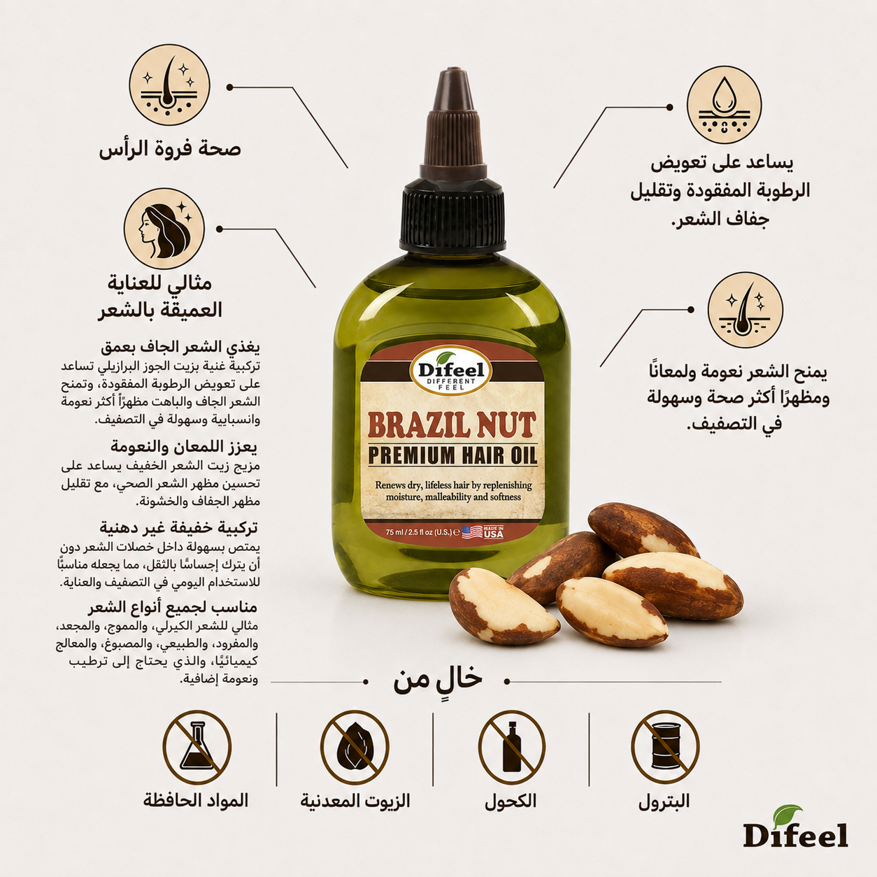 DIFEEL Brazil Nut HAIR OIL  75ML