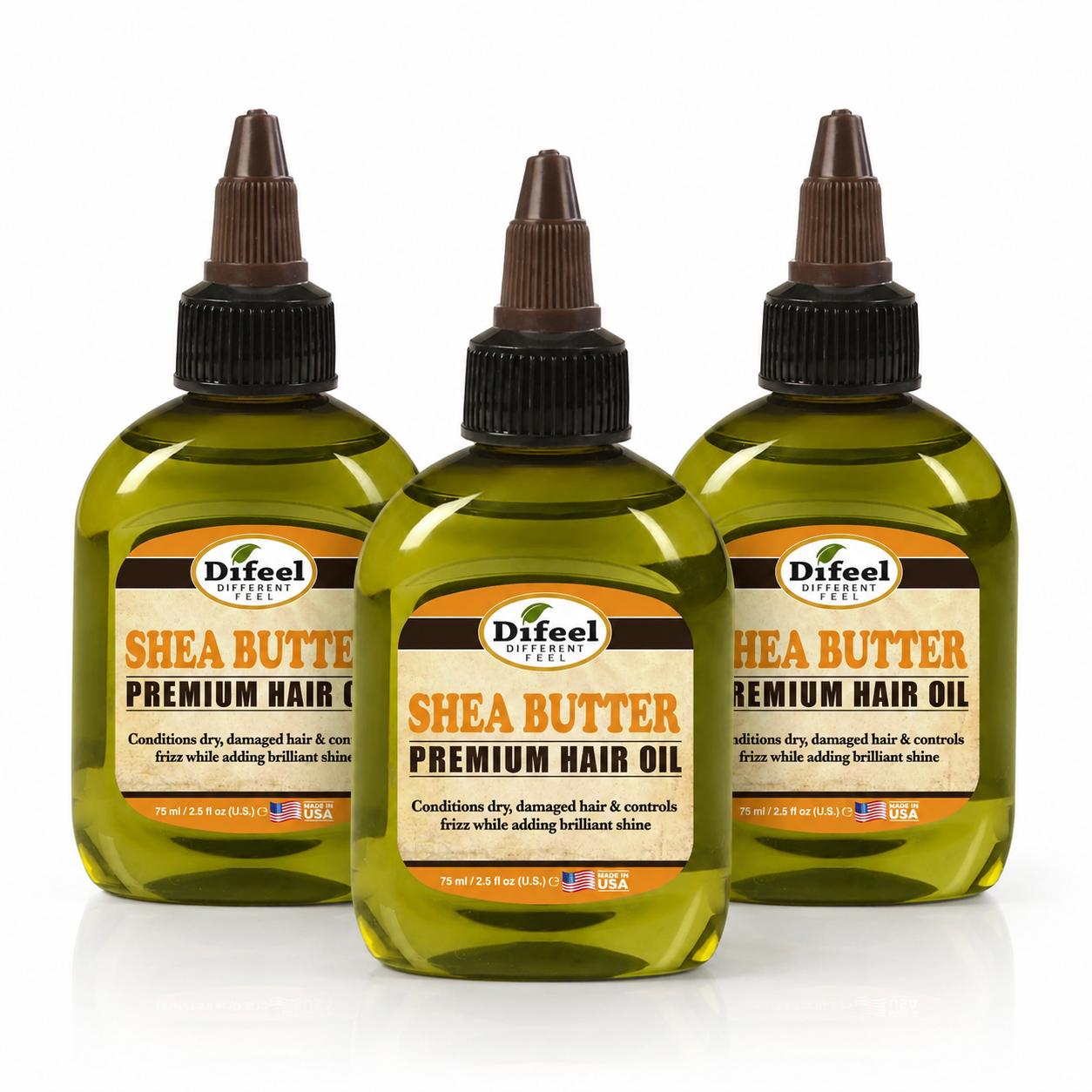 DIFEEL PREMIUM NATURAL HAIR OIL - SHEA BUTTER 75 ML (Pack of 3)