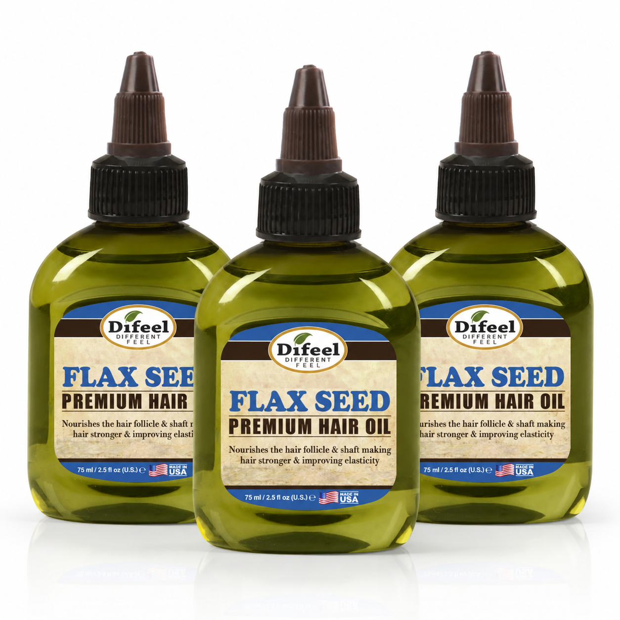 DIFEEL PREMIUM NATURAL HAIR OIL - FLAX SEED HAIR OIL 75ML (Pack of 3)