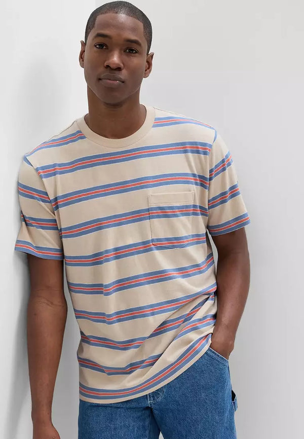 GAP Men's Relaxed Stripe Pocket T-Shirt, XL */#