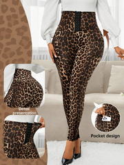 Shein Women's Front Buckle Design Casual Leggings, L -.