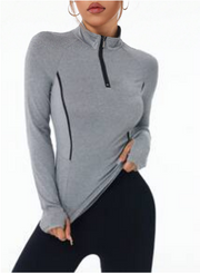 Shein Sports Color Block Trim Collar Fitted Sports Long Sleeve Sweatshirt, M -.