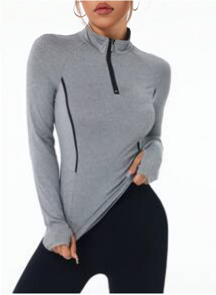Shein Sports Color Block Trim Collar Fitted Sports Long Sleeve Sweatshirt, M -.