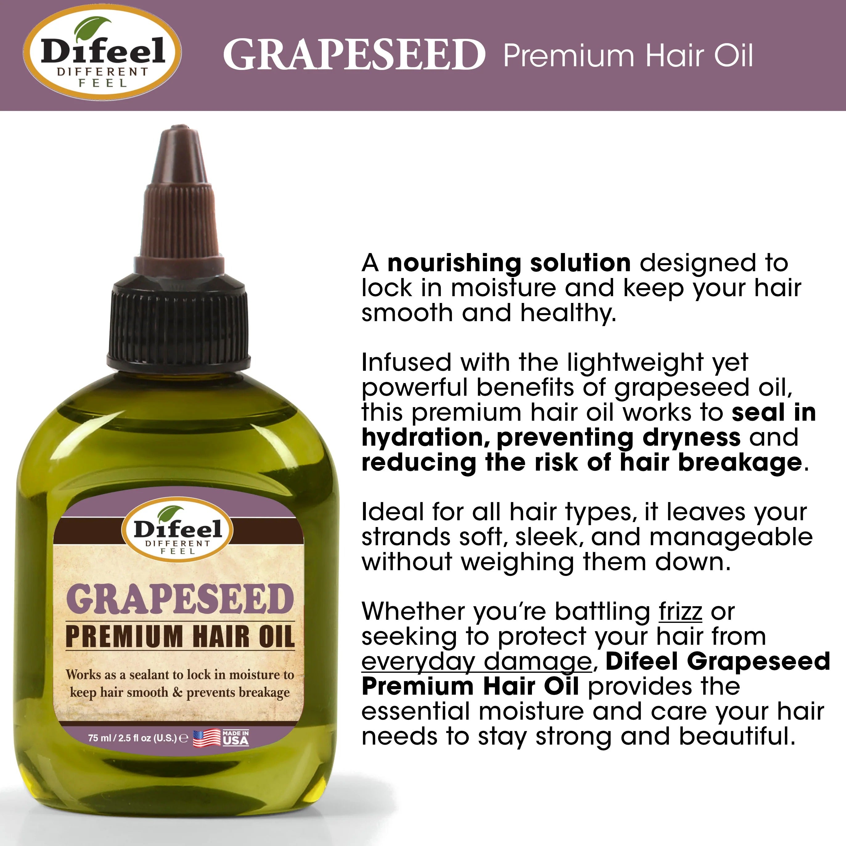 DIFEEL GRAPESEED PREMIUM HAIR OIL 75ML