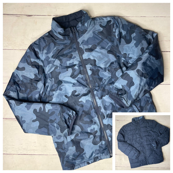 GAP Blue Camo Reversible Puffer Jacket, 8T*/