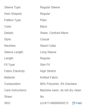 Shein Long Sleeve T-Shirt With Mock Neck Knitted Fabric & Mesh Panel, M>