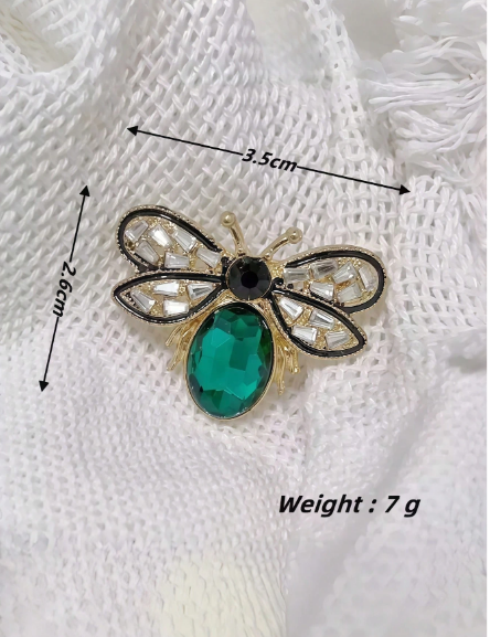 Shein Vintage Bee Brooch  Crystal Honey Bee Shaped Pin Elegant Animal Jewelry>