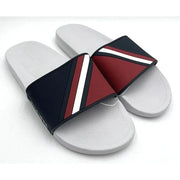 Tommy Men's Slide Sandal Red White Multi Stripes, Size: 11 >
