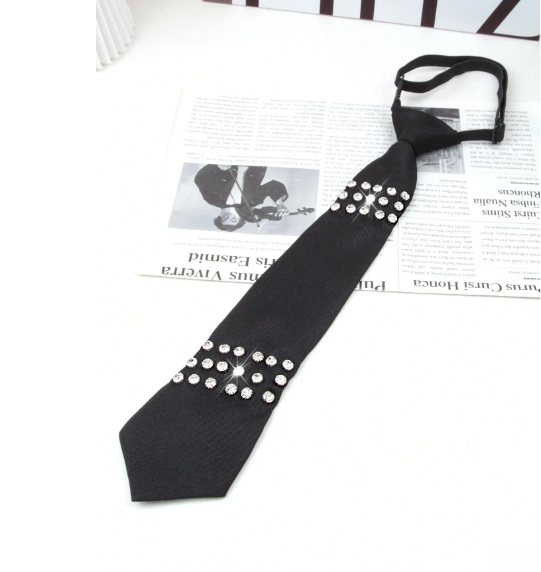 Shein 1pc Women's Black Rhinestone Tie >