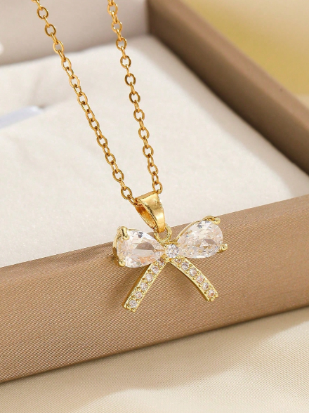 Shein 1 Set Stainless Steel Hollow Butterfly Necklace & Earrings