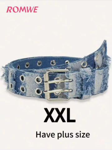 Shein Grunge Punk Plus Size Y2K Bohemian Denim Rivet Belt>