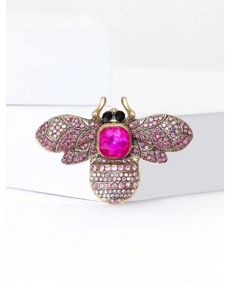 Shein Vintage Enamel Rhinestone Bee Brooches Fashion Insect Pins >