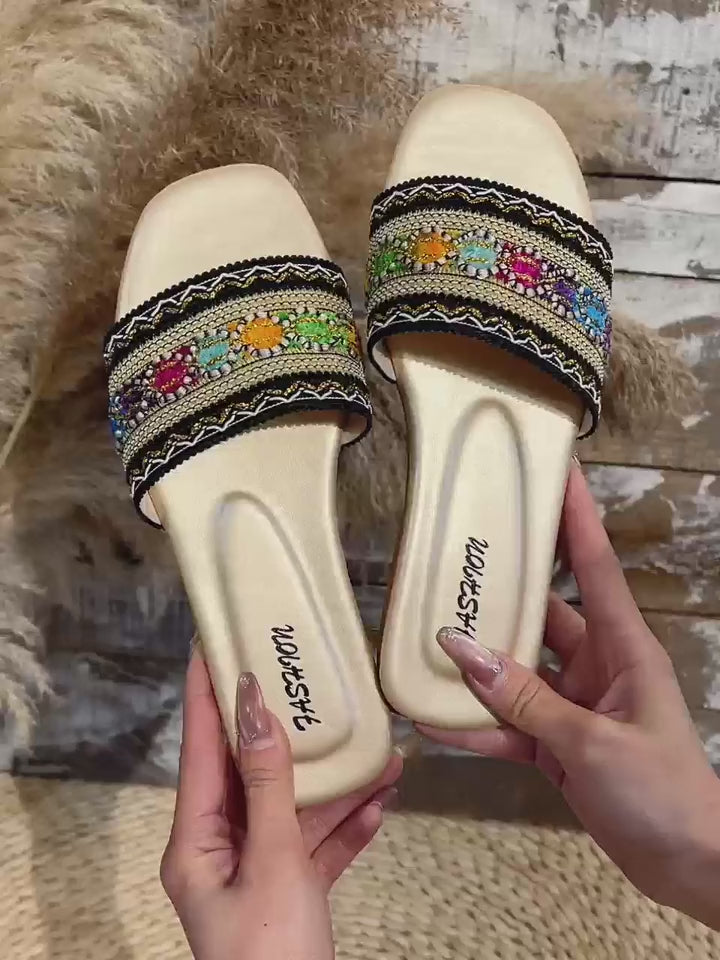 Women's Casual Indoor Outdoor Slip-On Flat Slide Sandals