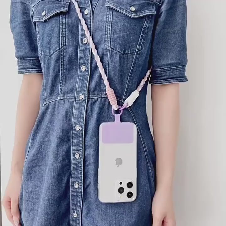 Women's Cute Braided Crossbody Phone Lanyard Keychain Set