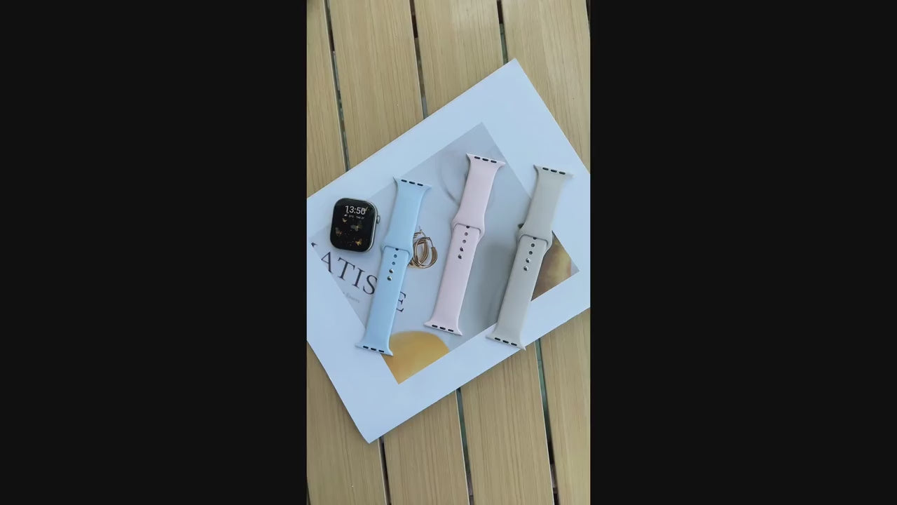 Load video: 6-Pack Silicone Sport Watch Band for Apple Watch