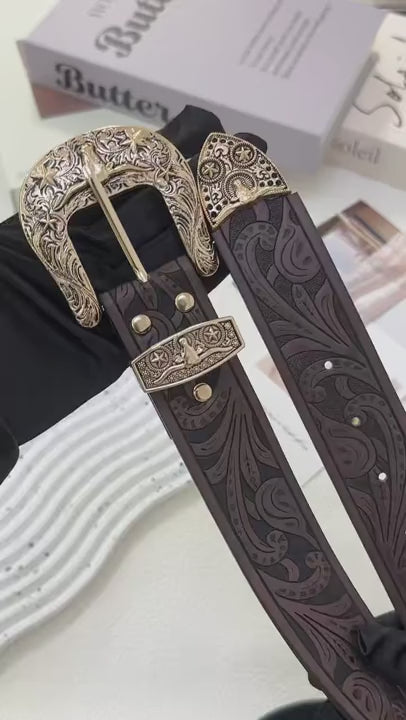 Women's Casual Retro Floral Embroidered Boho Western Belt