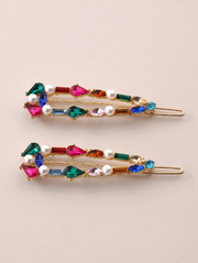 Shein Women's Elegant Rhinestone Geometric Alligator Hair Clip Set