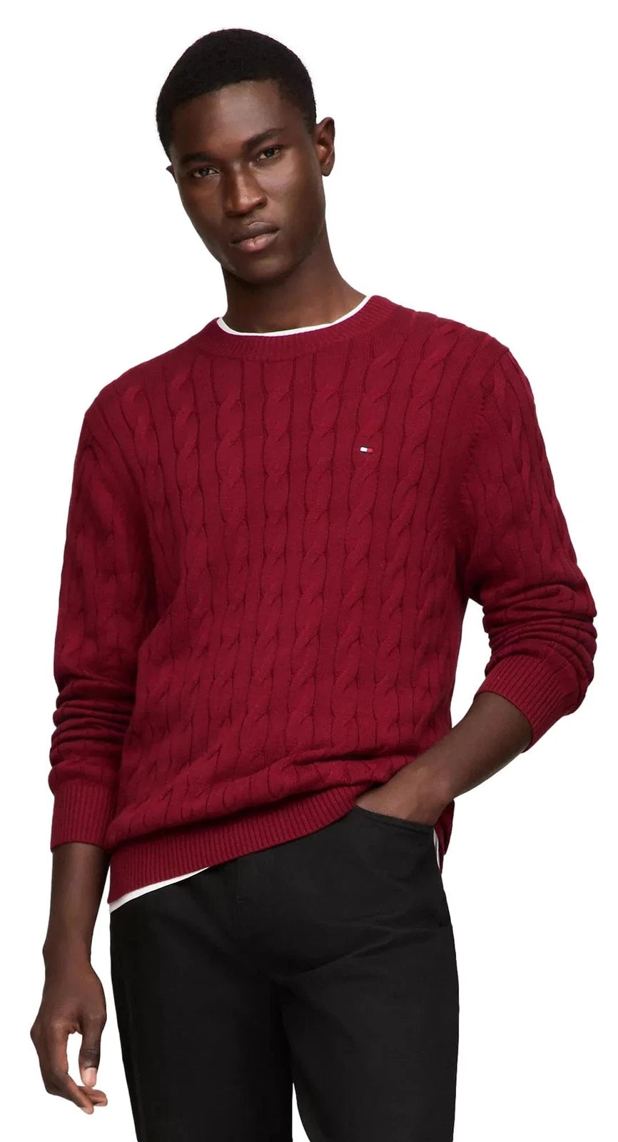 Tommy Men's Cable Knit Sweater, L -.
