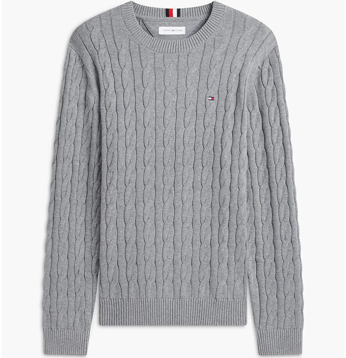 Tommy Cable Knit Crewneck Sweater, L -.
