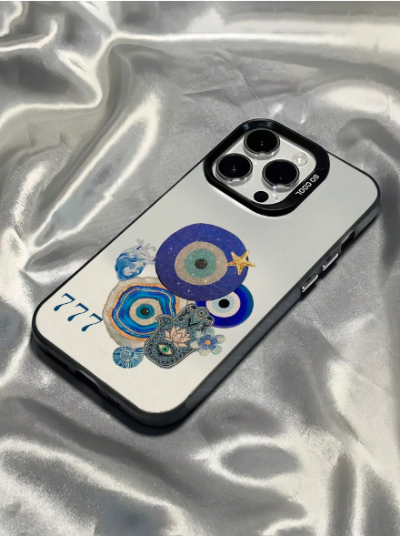 Blue Heart & Blue Evil Eye Minimalist Shockproof TPU Phone Case>